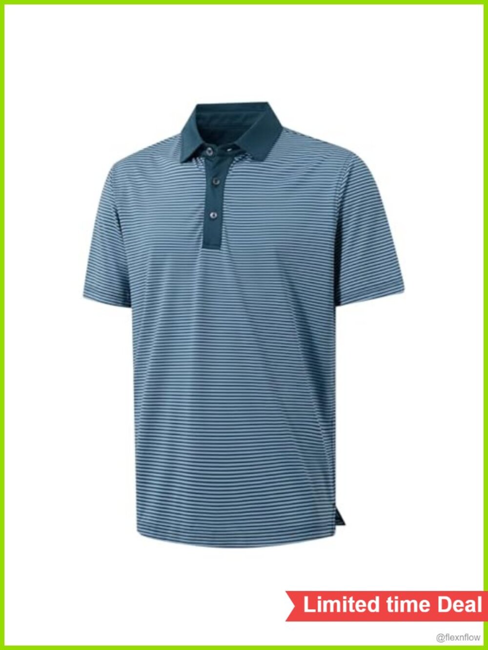 Men's Golf Polo Shirt Moisture Wicking Dry Fit Striped Performance Sport Short